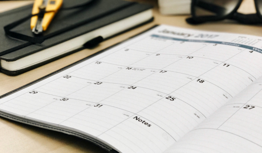 Note book and planner on the desk
