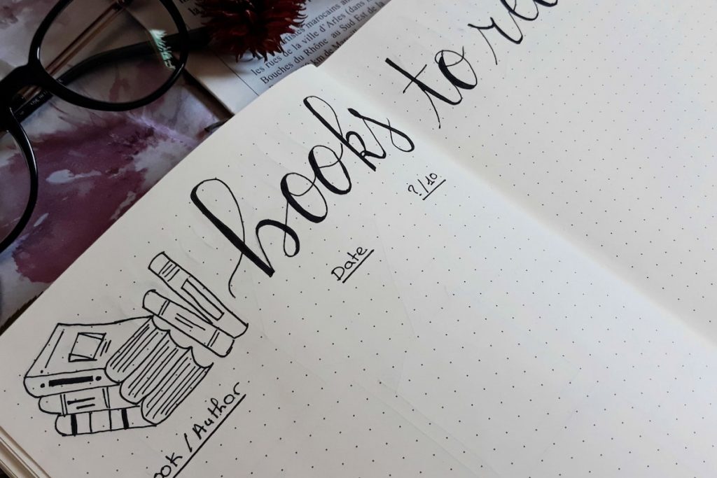 Books to read text written on bullet journal